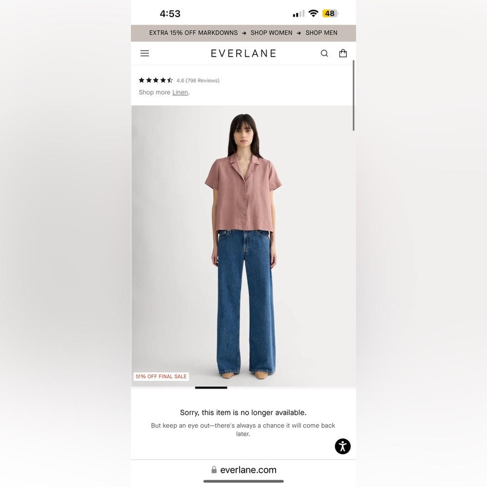 Everlane The Notch Shirt In Linen Dusk Rose - Discontinued - Picture 3 of 12
